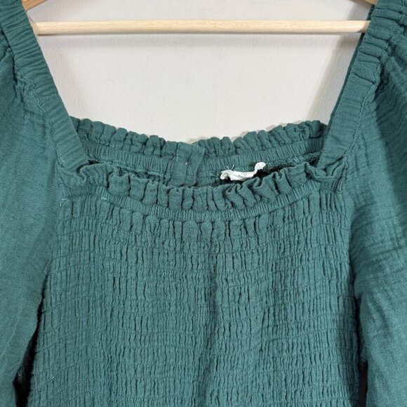 BeachLunchLounge Gauzy Smocked Cut Out Tiered Midi Dress Women's XL Green Flowy - Picture 8 of 16